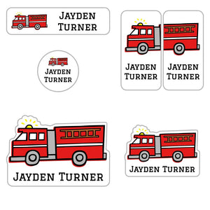 preschool name labels for kids in fire truck white