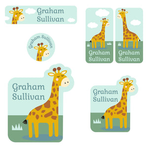 preschool labels pack giraffe green