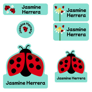 preschool labels pack ladybug pastel green