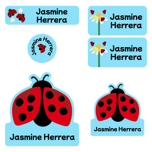 preschool labels pack ladybug sky blue