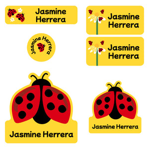 preschool labels pack ladybug yellow