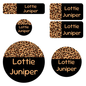 preschool name labels leopard print classic