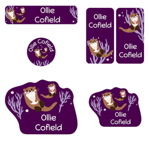 preschool labels pack otter dark purple