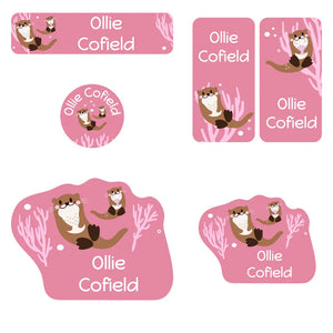 preschool labels pack otter muted pink