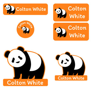 preschool labels pack panda orange