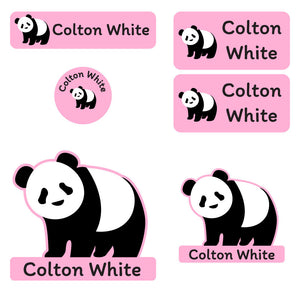 preschool labels pack panda pink