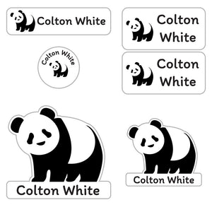 preschool labels pack panda white