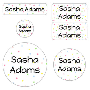 kids' name labels for preschool in pom pom rainbow