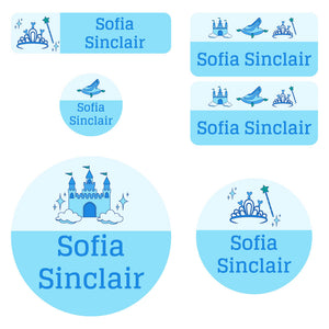 preschool labels pack princess blue