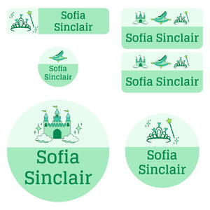 preschool labels pack princess green