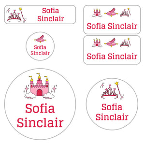 preschool labels pack princess white pink