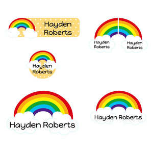 rainbow preschool name labels in rainbow orange