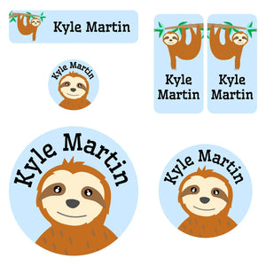 preschool labels pack sloth blue