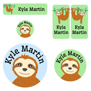 preschool labels pack sloth green