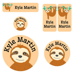 preschool labels pack sloth orange
