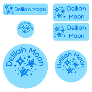 preschool labels pack stars blue