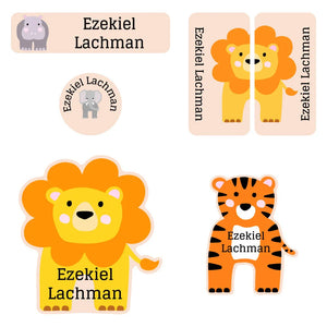 zoo animals cream preschool labels pack