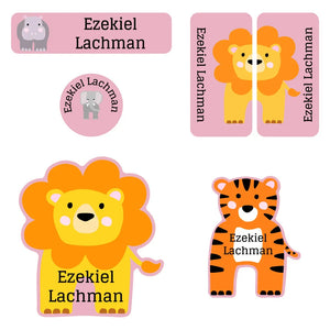 zoo animals muted pink preschool labels pack