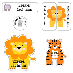 zoo animals white preschool labels pack