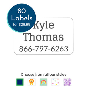 custom rectangle contact iron-on clothing labels for kids