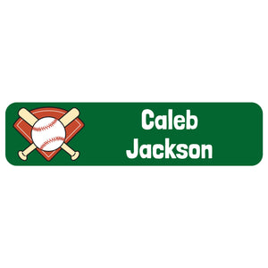 rectangle name stickers for kids baseball green