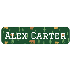rectangle name labels for kids in bear forest green
