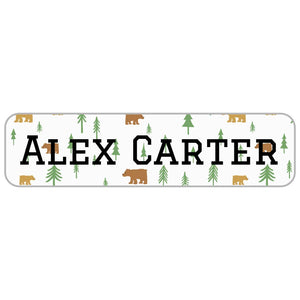 rectangle name labels for kids in bear light gray