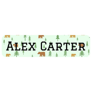 rectangle name labels for kids in bear light green