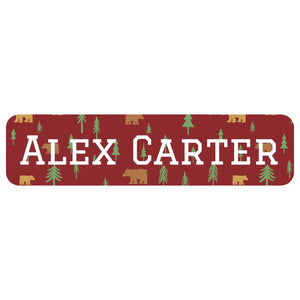 rectangle name labels for kids in bear maroon