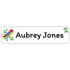 rectangle name stickers for kids in parrot