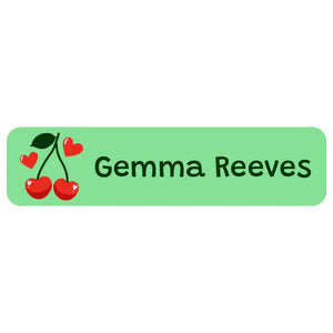 rectangle name labels cherries solid green