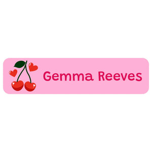 rectangle name labels cherries solid pink