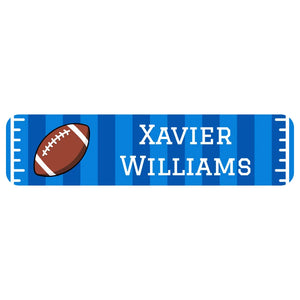 rectangle name stickers for kids in football blue