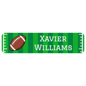 rectangle name stickers for kids in football green