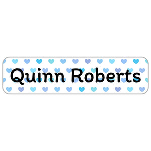 rectangle name stickers for kids hearts blue