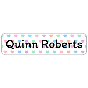 rectangle name stickers for kids hearts new rainbow