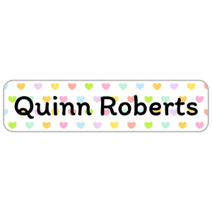 rectangle name stickers for kids hearts original rainbow