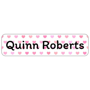 rectangle name stickers for kids hearts pink