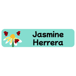 rectangle name labels ladybug pastel green
