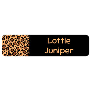 rectangle name labels leopard print classic