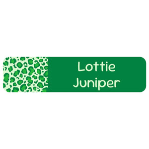 rectangle name labels leopard print green