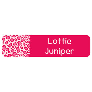 rectangle name labels leopard print pink