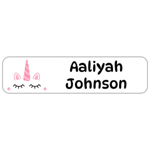 rectangle name labels for kids unicorn white