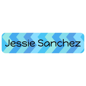 rectangle dishwasher-safe labels for kids in zig zag blue