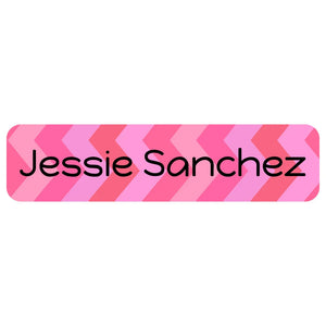 rectangle dishwasher-safe labels for kids in zig zag pink 