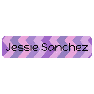 rectangle dishwasher-safe labels for kids in zig zag purple