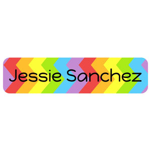 rectangle dishwasher-safe labels for kids in zig zag rainbow
