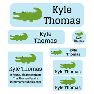school labels pack allligator light blue