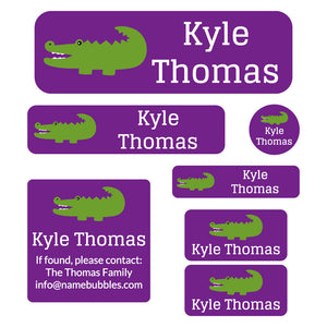 school labels pack allligator purple