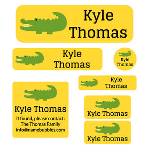 school labels pack allligator yellow